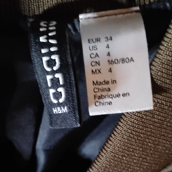 H&M Tan Bomber Jacket with Quilted Sleeves - Picture 2 of 9